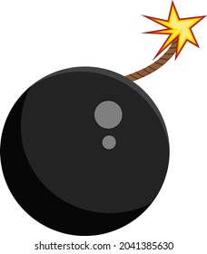 Black bomb, illustration, vector on white background.