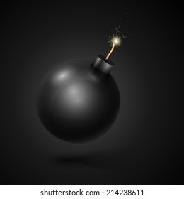 Black Bomb, Isolated On Black Background Vector de stock