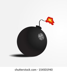 Black Bomb, Isolated On White Background,Vector 