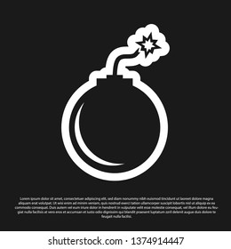 Black Bomb ready to explode icon isolated on black background. Vector Illustration