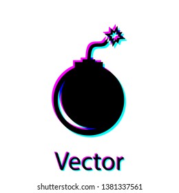Black Bomb ready to explode icon isolated on white background. Vector Illustration