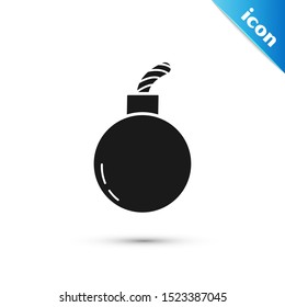 Black Bomb ready to explode icon isolated on white background.  Vector Illustration