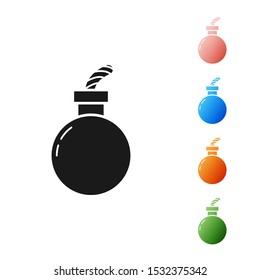 Black Bomb ready to explode icon isolated on white background. Happy Halloween party. Set icons colorful. Vector Illustration