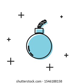 Black Bomb ready to explode icon isolated on white background.  Vector Illustration