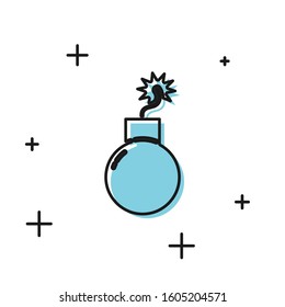 Black Bomb ready to explode icon isolated on white background.  Vector Illustration