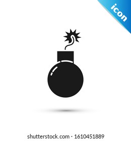 Black Bomb ready to explode icon isolated on white background.  Vector Illustration