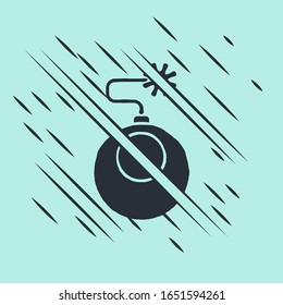 Black Bomb ready to explode icon isolated on green background. Glitch style. Vector Illustration