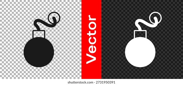 Schwarze Bombe bereit zu explodieren Symbol einzeln auf transparentem Hintergrund.  Vektorgrafik