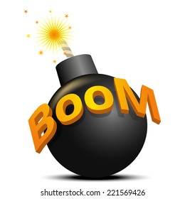 Black bomb ready to explode. The illustration on white background.