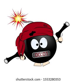 
black bomba. pirate cartoon vector illustration. t-shirtart. t-shirtdesign.