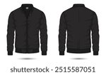 Black bomber jacket mockup front and back view