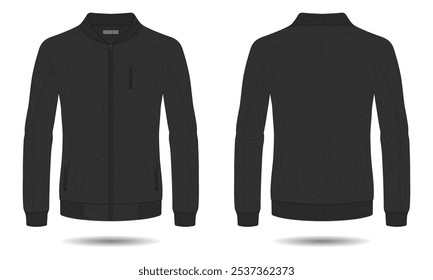 Black bomber jacket mockup front and back view