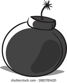 Schwarze Bombe, Illustration, Vektorgrafik auf weißem Hintergrund