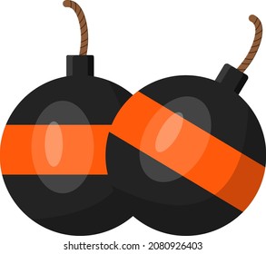 Bombas negras, ilustración, vector sobre un fondo blanco.