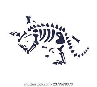 Black Bones Fossils Silhouette Obtained by Digging Vector Illustration