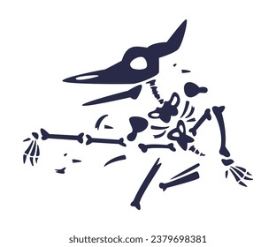 Black Bones Fossils Silhouette Obtained by Digging Vector Illustration