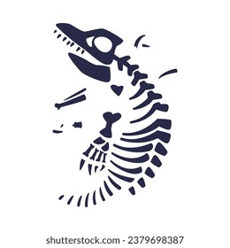 Black Bones Fossils Silhouette Obtained by Digging Vector Illustration