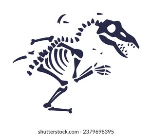 Black Bones Fossils Silhouette Obtained by Digging Vector Illustration