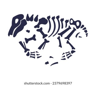 Black Bones Fossils Silhouette Obtained by Digging Vector Illustration