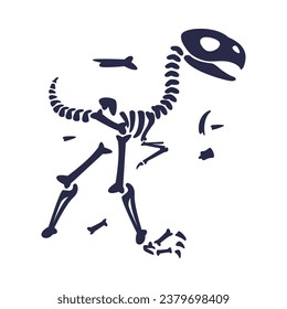 Black Bones Fossils Silhouette Obtained by Digging Vector Illustration