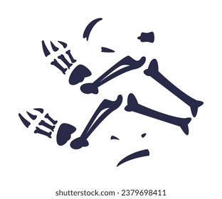 Black Bones Fossils Silhouette Obtained by Digging Vector Illustration