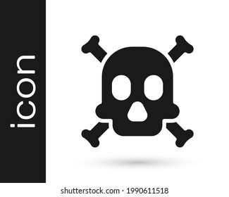 Black Bones and skull as a sign of toxicity warning icon isolated on white background.  Vector