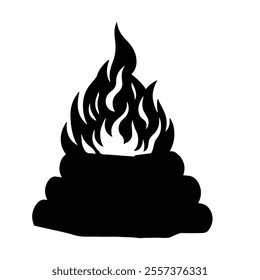 Black Bonfire  silhouette vector design.
