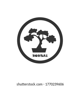 Black bonsai logo illustration icon