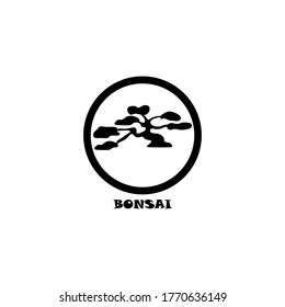 Black bonsai logo illustration icon