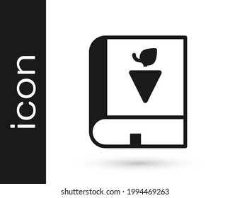 Libro negro sobre ícono de uvas aisladas en fondo blanco.  Vector