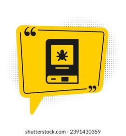 Black Book about insect icon isolated on white background. Yellow speech bubble symbol. Vector