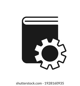 Black Book icon with Cogwheel. Vector Illustration