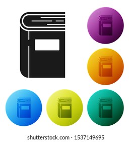 Black Book icon isolated on white background. Set icons colorful circle buttons. Vector Illustration
