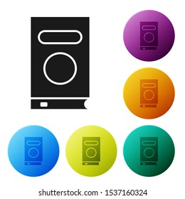 Black Book icon isolated on white background. Set icons colorful circle buttons. Vector Illustration