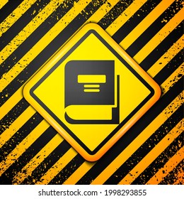 Icono del Libro Negro aislado en fondo amarillo. Signo de advertencia. Ilustración vectorial