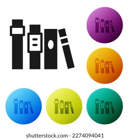 Black Book icon isolated on white background. Set icons in color circle buttons. Vector