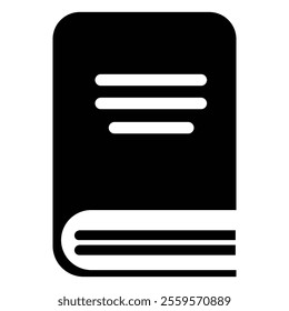 Black book icon presented on a pristine white background serves as a striking visual representation of knowledge, organization, and sophistication. Vector