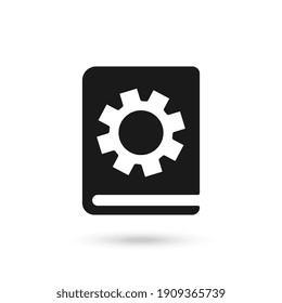 Black Book icon with settings sign. Book icon and customize, setup, manage, process concept