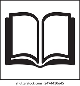 Black Book icon Simple book symbol pictogram  illustration, Cartoon open book and pages. Education concept. Line drawing. Opened books sign store logo. Flying pages. World book day.