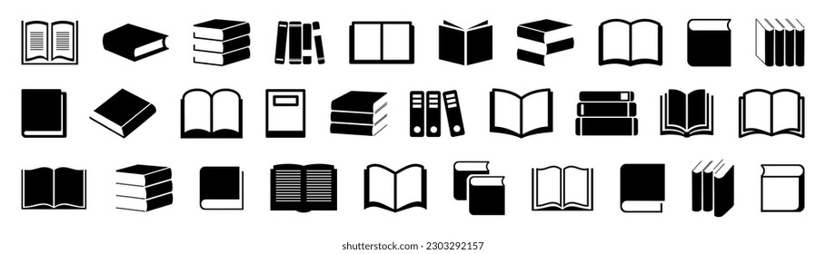 Black book icons collection. Set of book icons. Book symbol collection