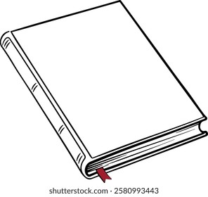 black book with red bookmark without background