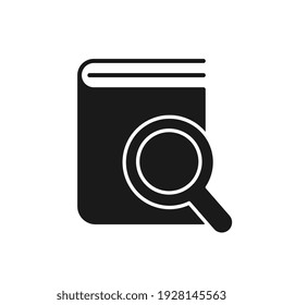 Black Book Search Icon. Library Symbol.