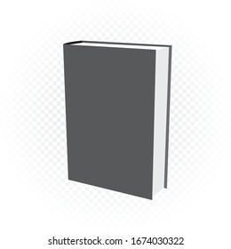 Black Book Template Mockup On White Transparent Background. Standing Books With Empty Cover