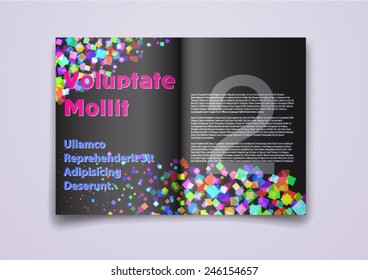 black booklet with color cubes