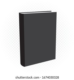 Black Books Mockup Template On White Transparent Background. Standing Book With Empty Cover