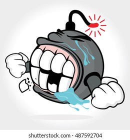 Black boom with a funny face about to explode