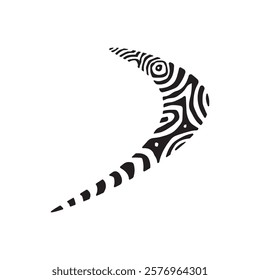 Black boomerang logo with indigenous pattern of aboriginal art design vector