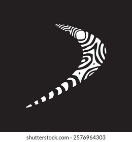 Black boomerang logo with indigenous pattern of aboriginal art design vector