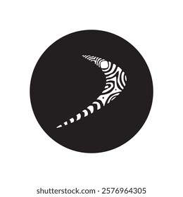 Black boomerang logo with indigenous pattern of aboriginal art design vector