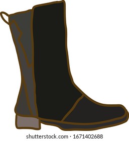 Black boot, illustration, vector on white background.